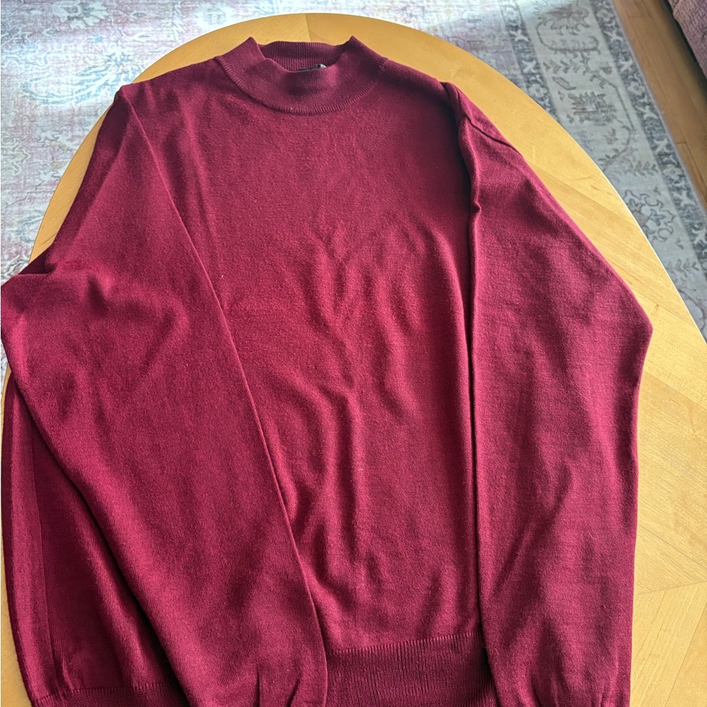 Men's Italian crimson red Merino wool Sweater - M